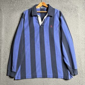Vintage Polo Ralph Lauren Vertical Stripe Rugby Shirt Long Sleeve Polo XL Pony